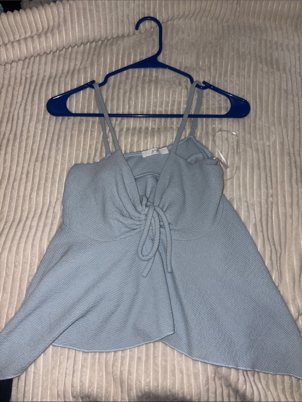 Women's Light Blue Tie-Front Knit Camisole